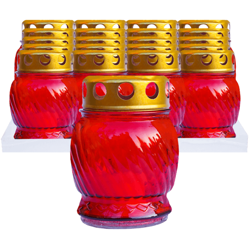 Candelă sticlă roșie 230 CS1039, 20 buc/set, timp de ardere 6-8 ore